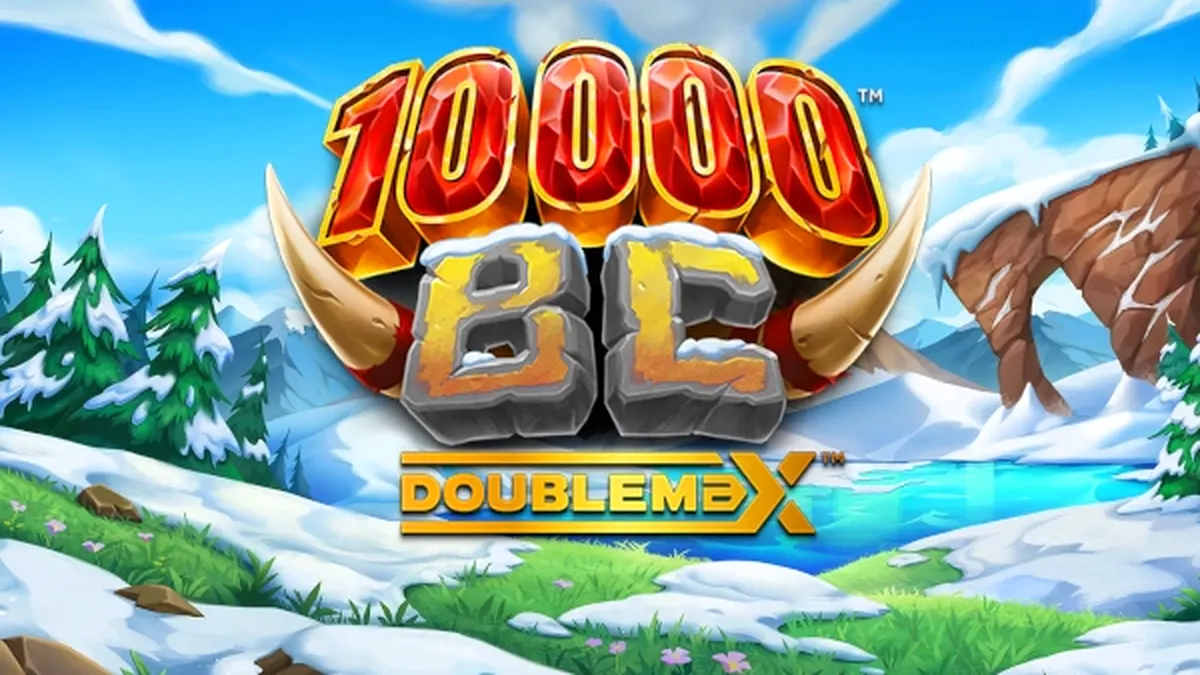 Cenário gelado e vibrante do slot 10000 BC DoubleMax